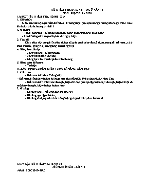 Đề kiểm tra học kì I môn Ngữ văn Lớp 11 - Năm học 2019-2020 (Có đáp án)